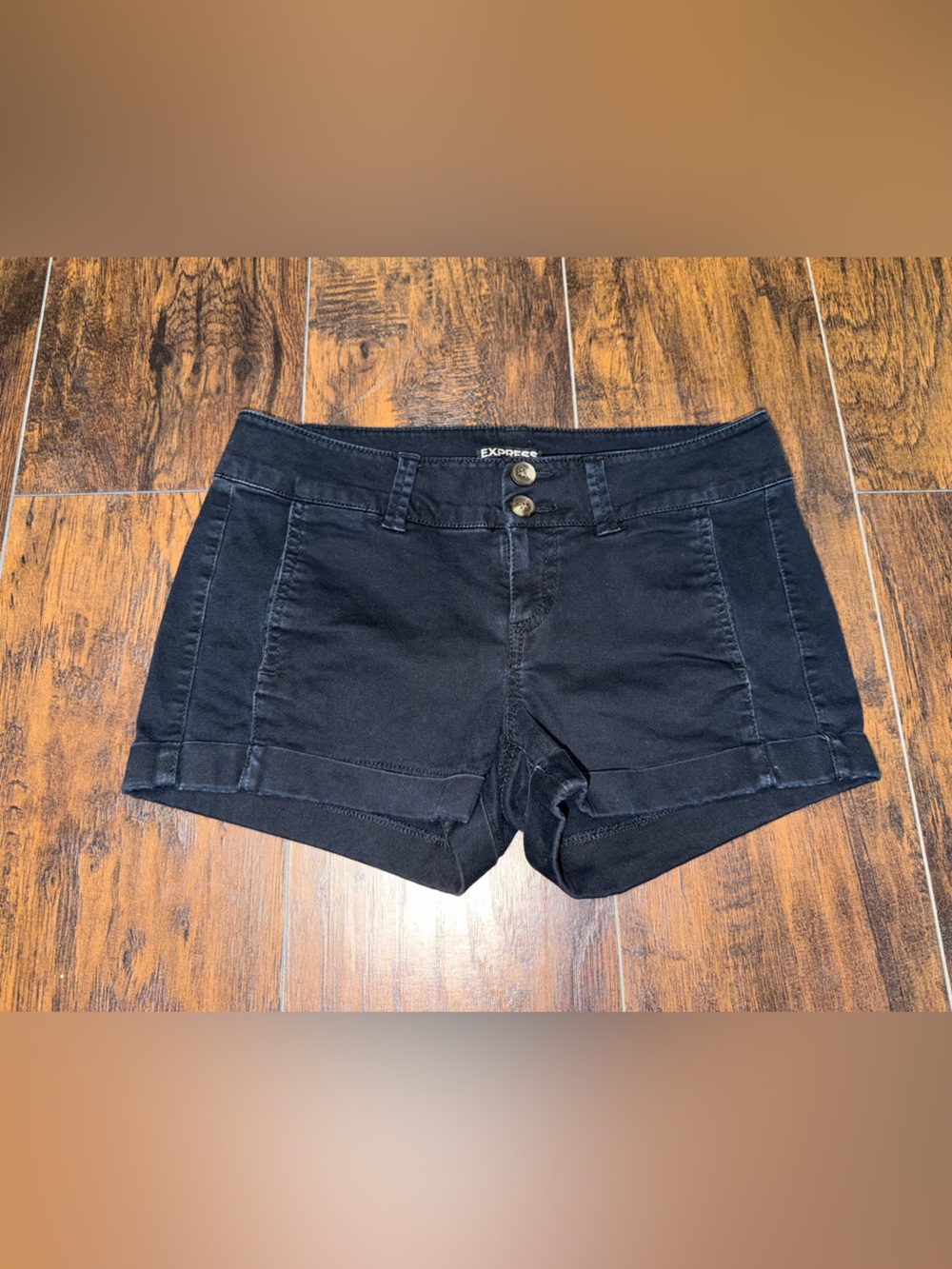 Express Women's Black Denim Shortie Shorts